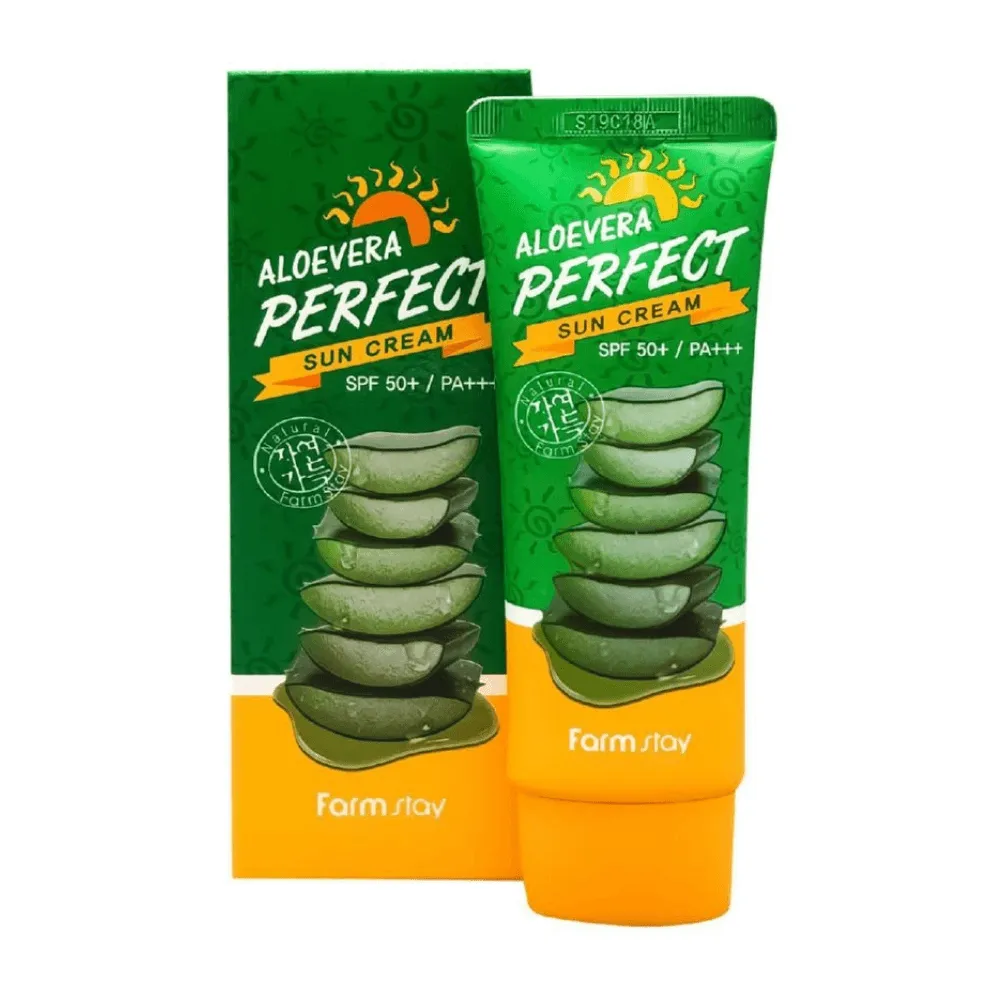 Солнцезащитный крем для лица и тела с алоэ FarmStay Aloevera Perfect Sun Cream SPF 50+ PA+++ 70 ml