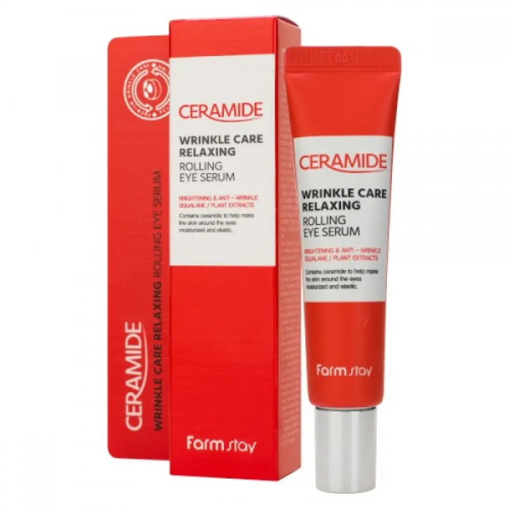  Укрепляющая сыворотка для кожи вокруг глаз с керамидами FarmStay Ceramide Wrinkle Care Relaxing Rolling Eye Serum  25 ml