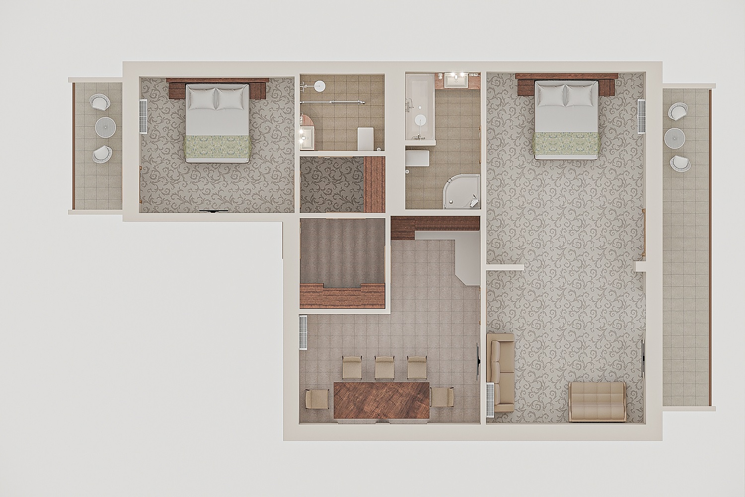 Посмотреть в галерее Apartament 4-местный 3-комнатный Apt