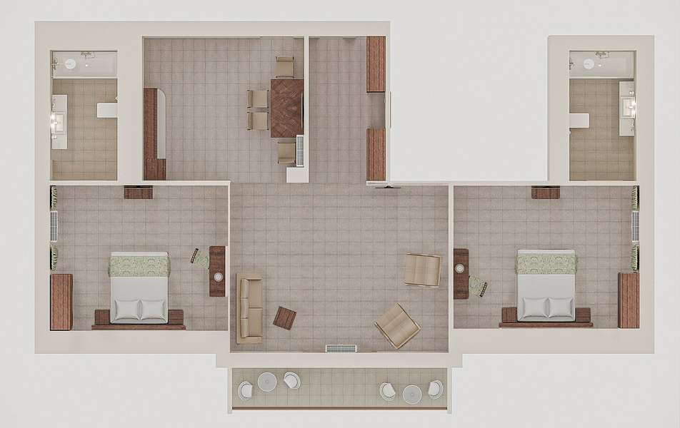Apartament 4-местный 4-комнатный AptE
