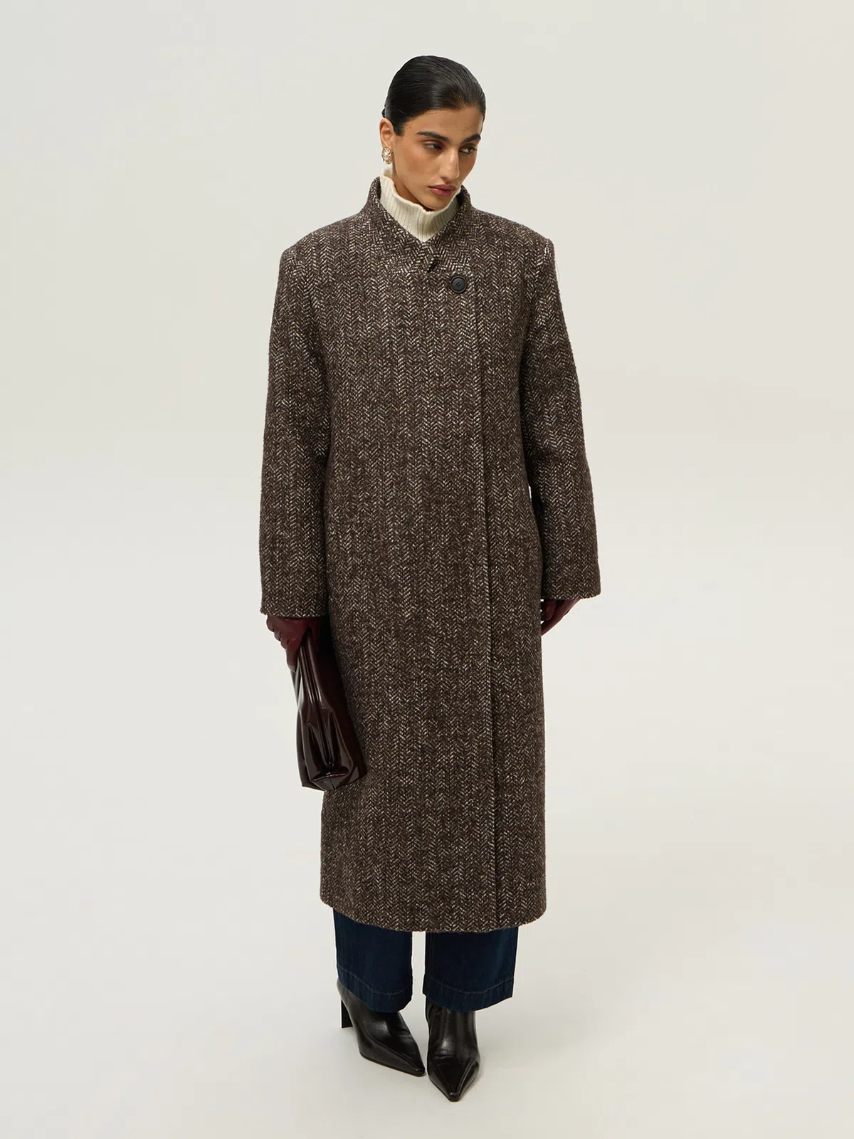 Пальто из твида Max Mara на одной пуговице