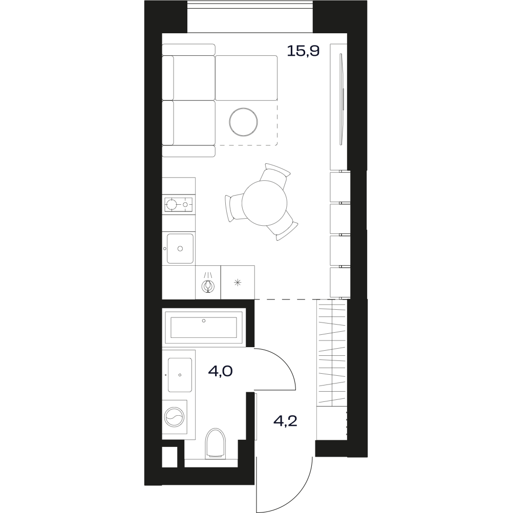 Планировка квартиры Ст 25.0 м²