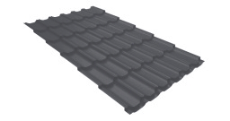 Металлочерепица ''Квинта плюс'' (''Kvinta plus'') 0,5 Satin Matt TX RAL 7024 мокрый асфальт изображение, детальные картинки товара