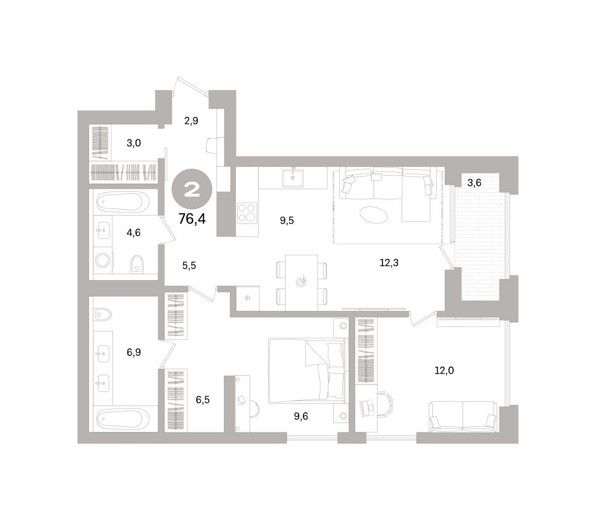 Фото квартиры по адресу Санкт-Петербург, Крузенштерна проспект, д.1 