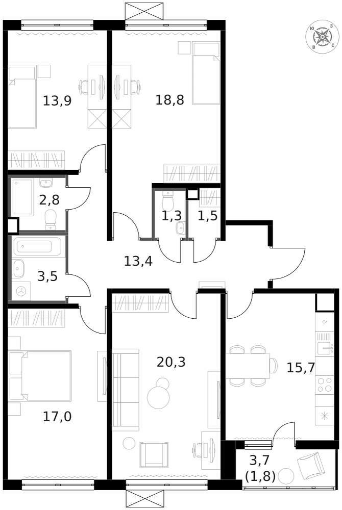 Фото квартиры по адресу Москва г, Ленинградское ш, д. 228к4