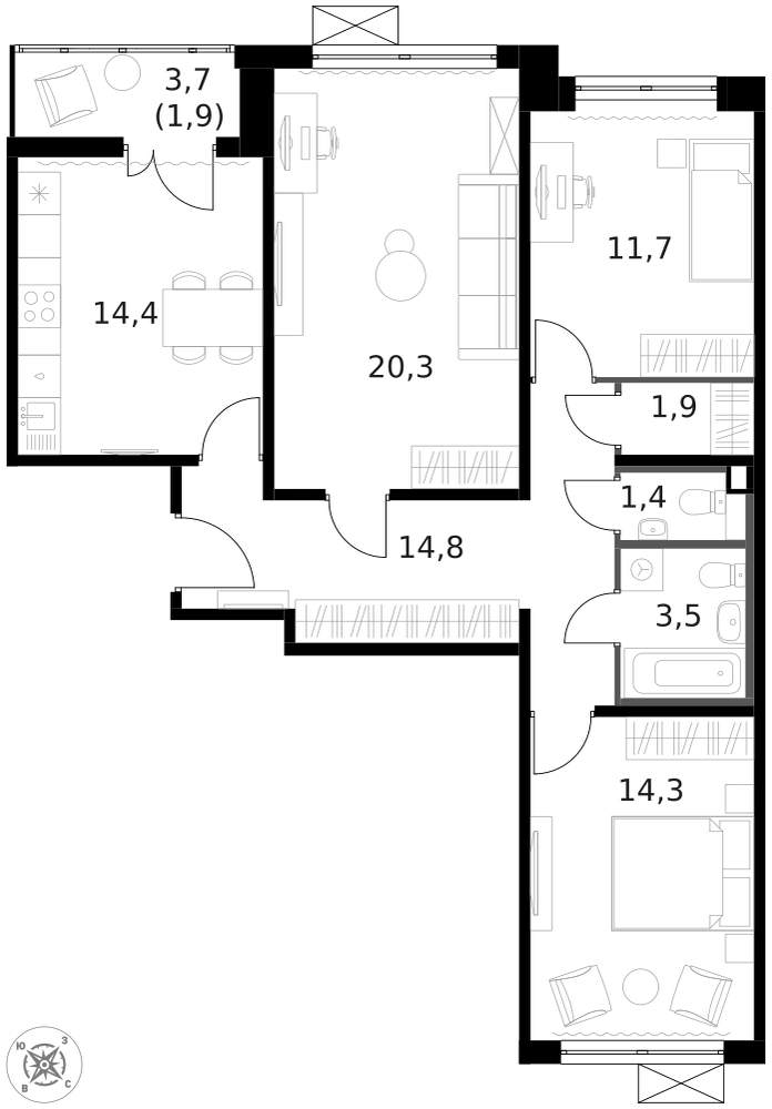 Фото квартиры по адресу Москва г, Ленинградское ш, д. 228к4