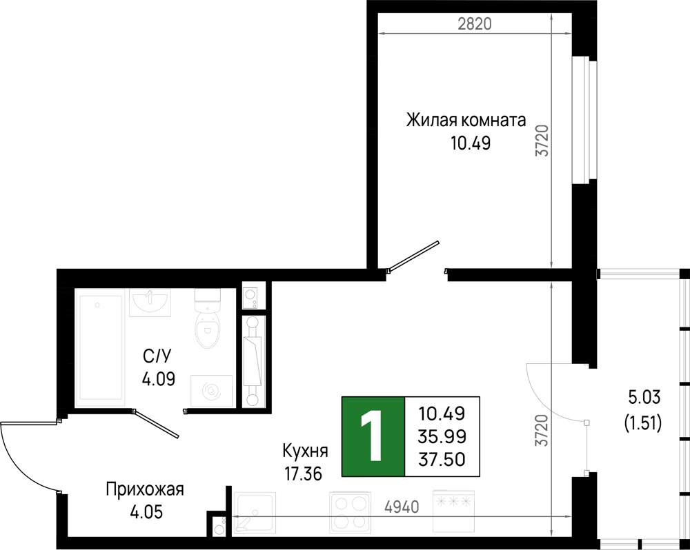 Фото квартиры по адресу Ленинградская, Первых ул., д.1 