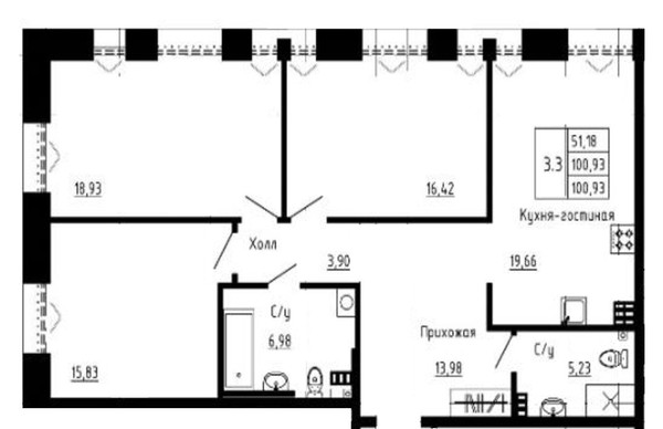 Фото квартиры по адресу Санкт-Петербург, Масляный канал ул 