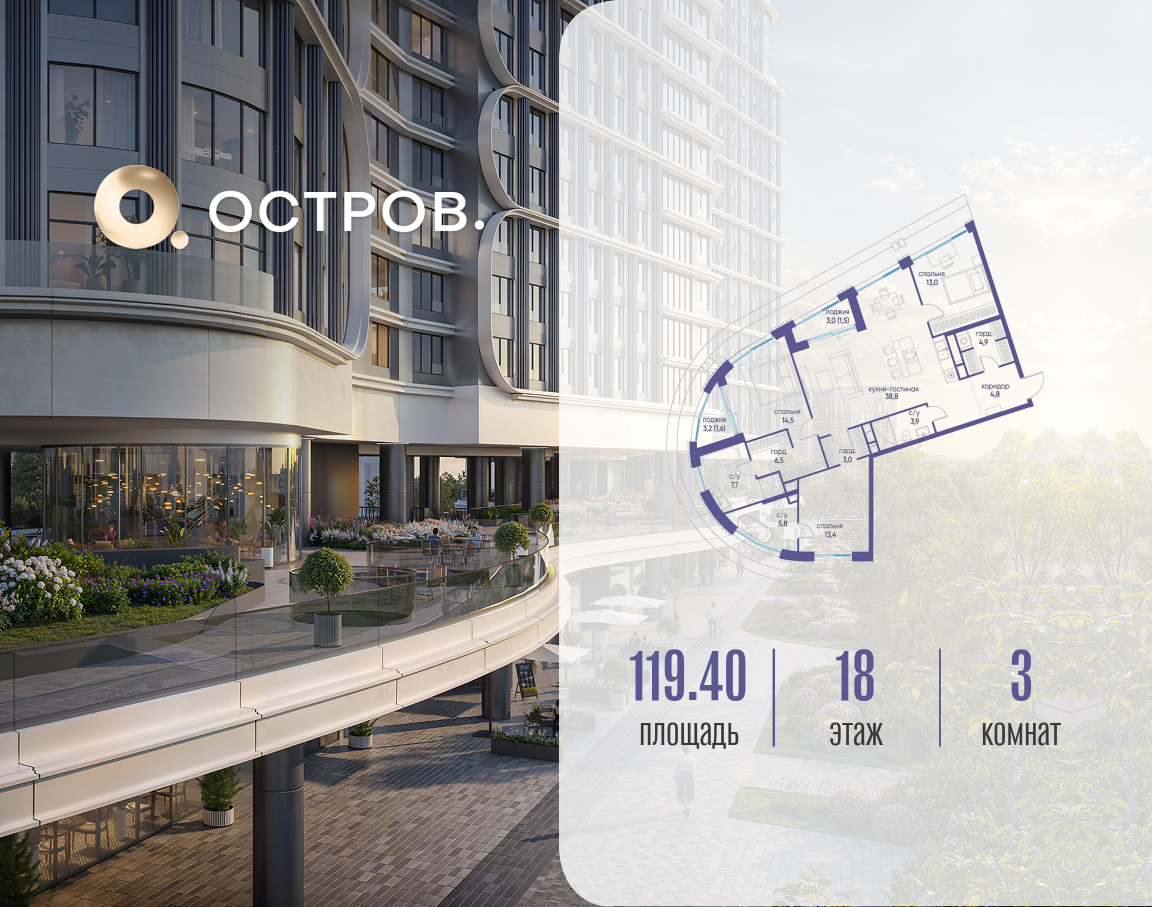 Объект по адресу Москва, улица Нижние Мнёвники, ЖК «Остров», 7-й квартал, к6 