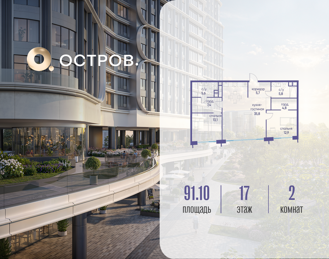 Объект по адресу Москва, улица Нижние Мнёвники, ЖК «Остров», 7-й квартал, к5 