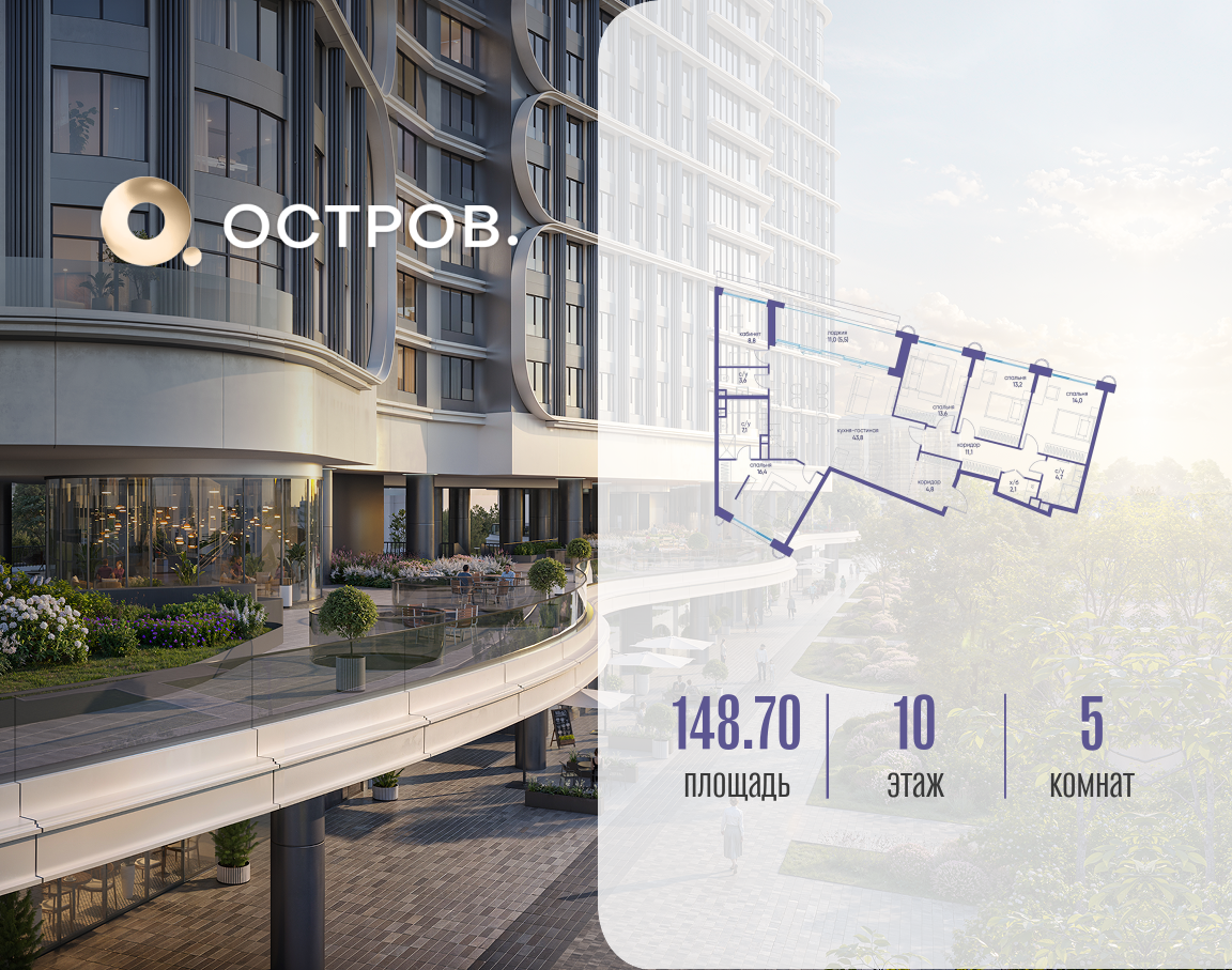Фото квартиры по адресу Москва, улица Нижние Мнёвники, ЖК «Остров», 7-й квартал, к7 