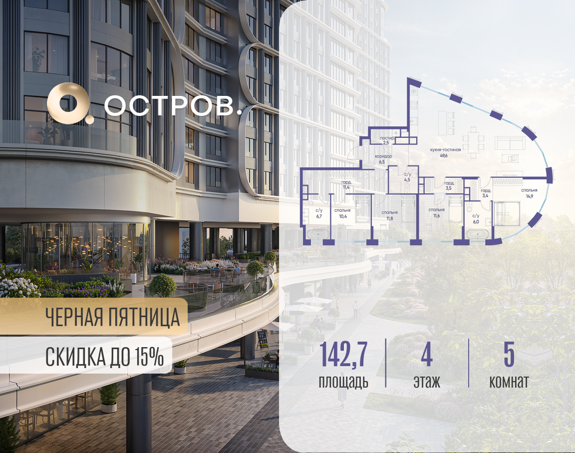 Фото квартиры по адресу Москва, улица Нижние Мнёвники, ЖК «Остров», 7-й квартал, к1 