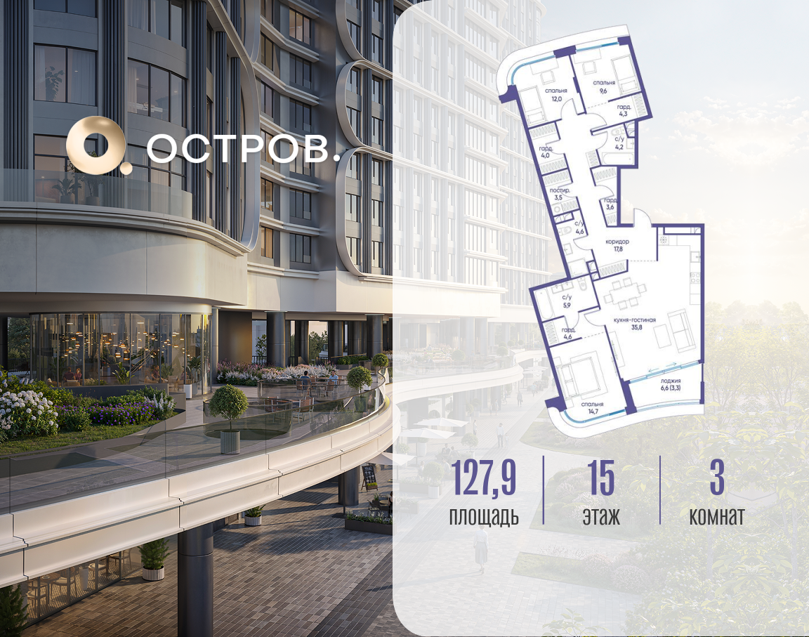 Объект по адресу Москва, улица Нижние Мнёвники, ЖК «Остров», 7-й квартал, к2 