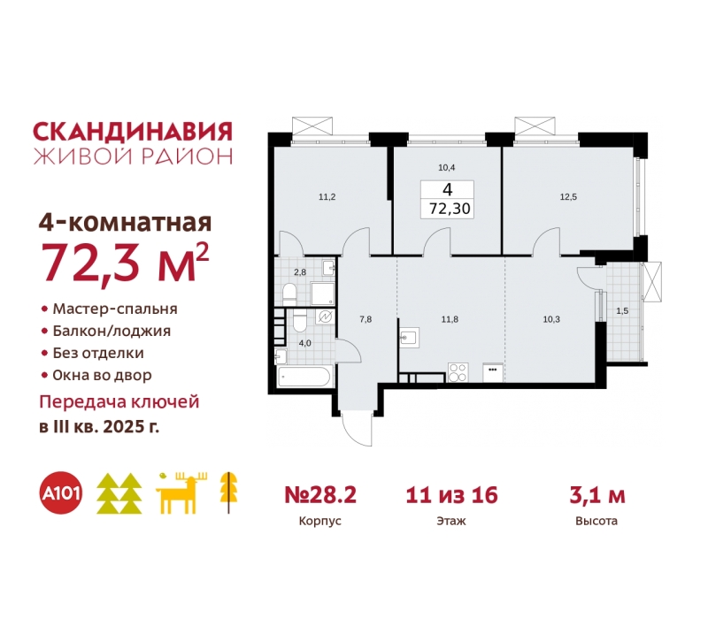 Объект по адресу Москва, жилой комплекс Скандинавия, 28.2 
