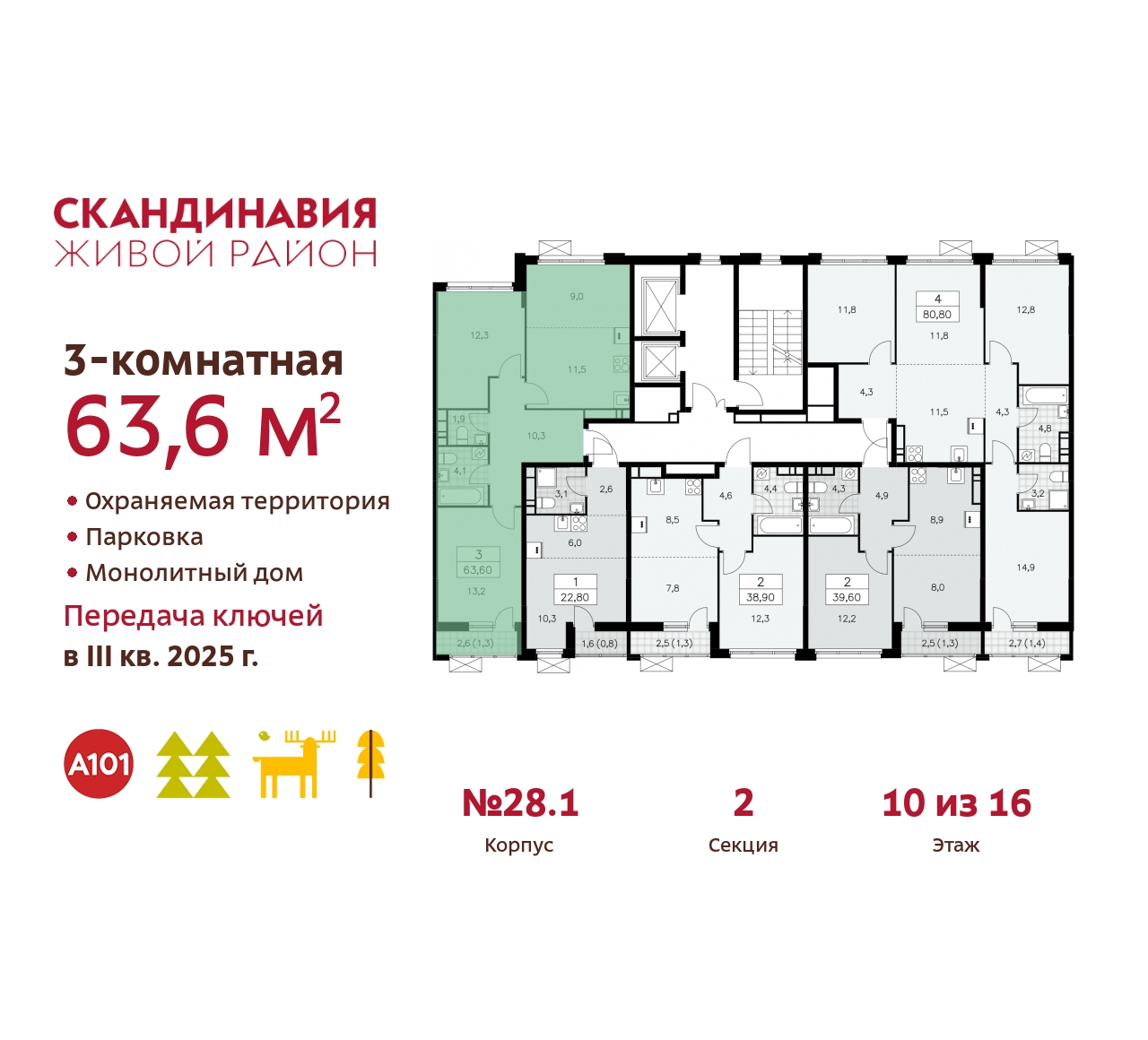 Объект по адресу Москва, жилой комплекс Скандинавия, 28.1 