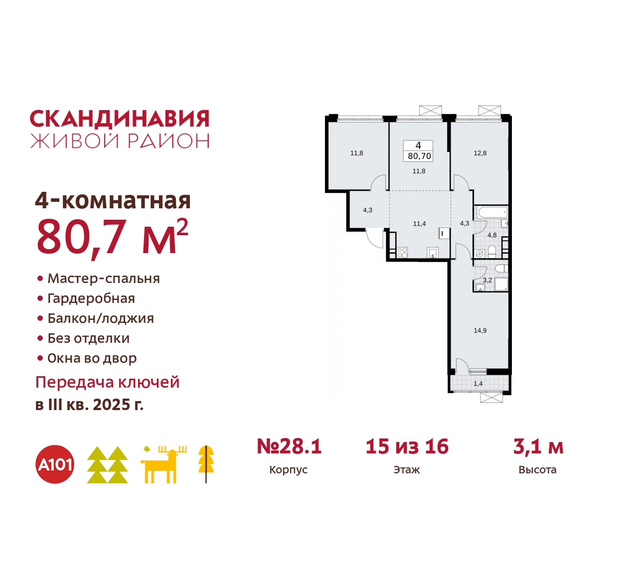 Объект по адресу Москва, жилой комплекс Скандинавия, 28.1 