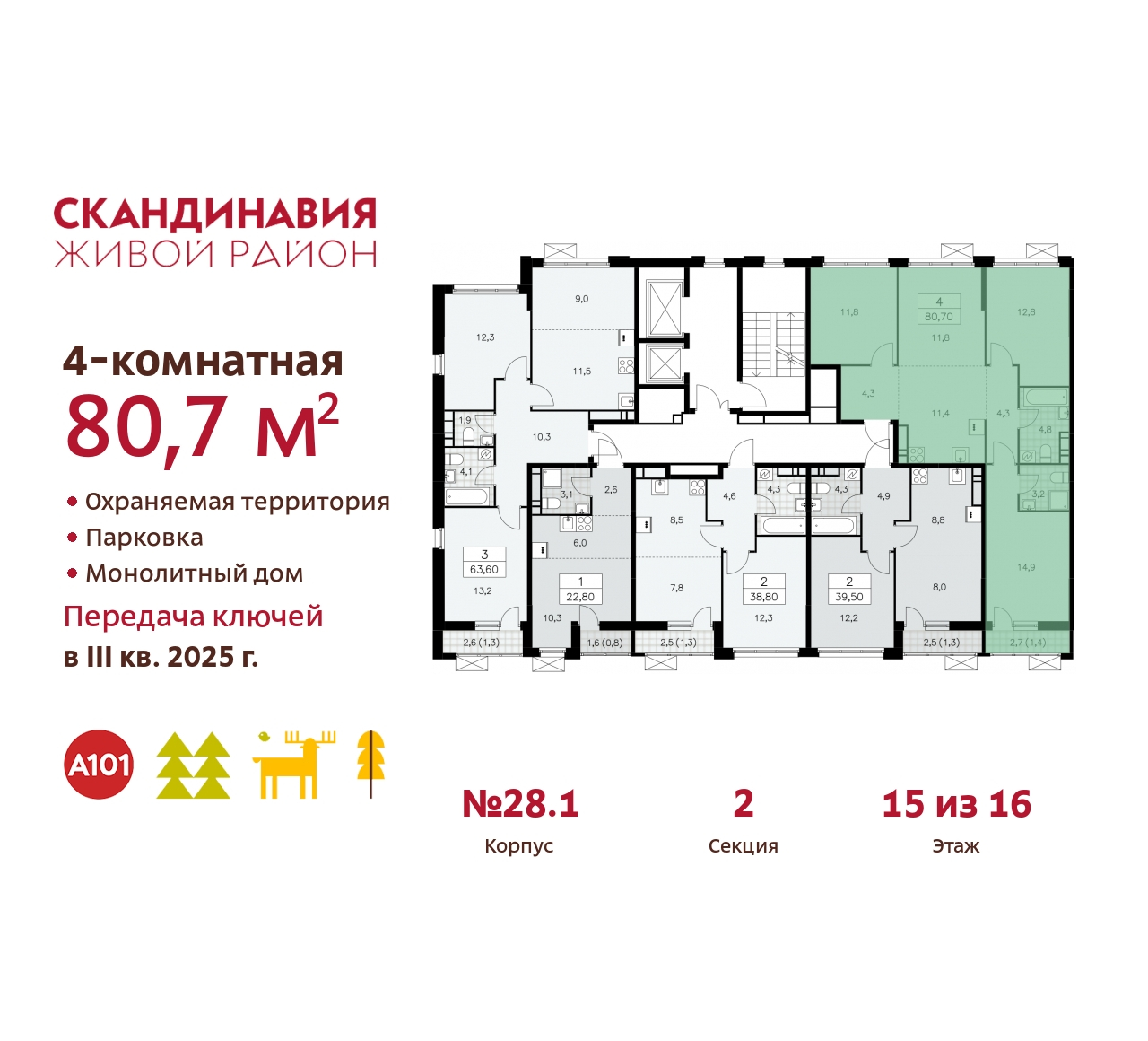 Объект по адресу Москва, жилой комплекс Скандинавия, 28.1 