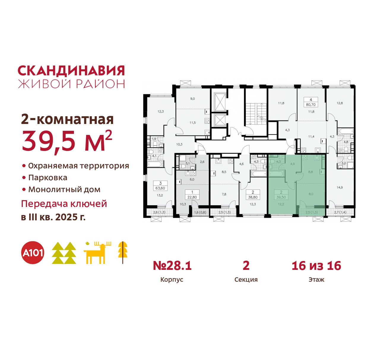 Объект по адресу Москва, жилой комплекс Скандинавия, 28.1 