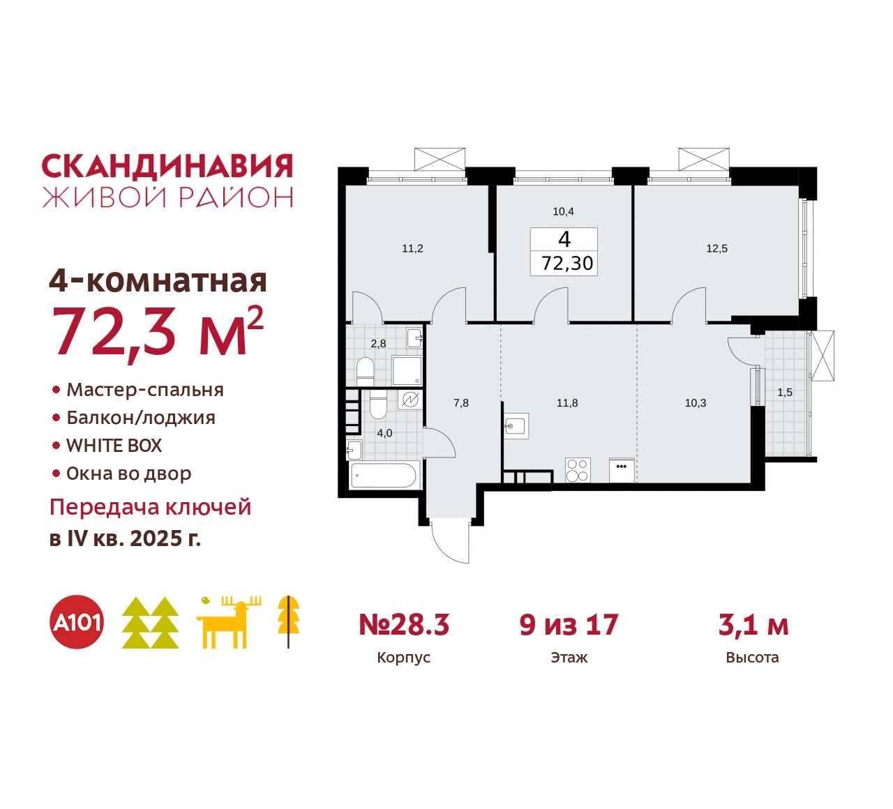 Объект по адресу Москва, жилой комплекс Скандинавия, 28.3 