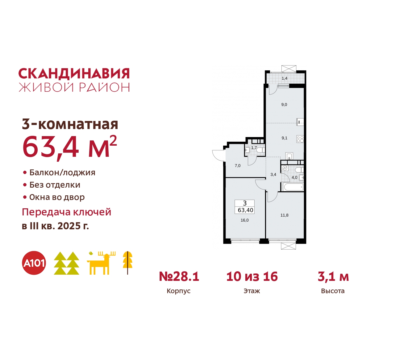 Объект по адресу Москва, жилой комплекс Скандинавия, 28.1 