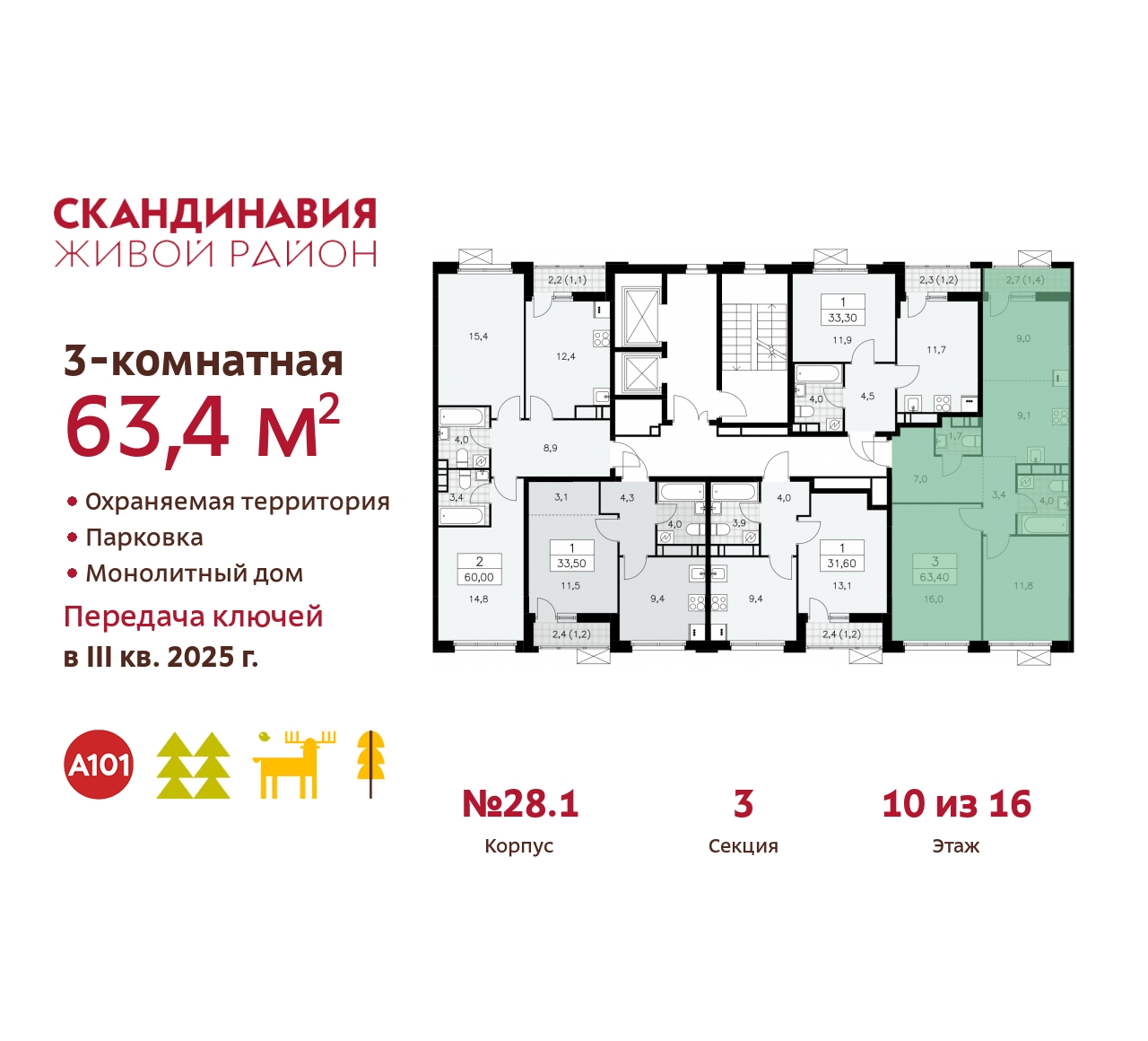 Объект по адресу Москва, жилой комплекс Скандинавия, 28.1 