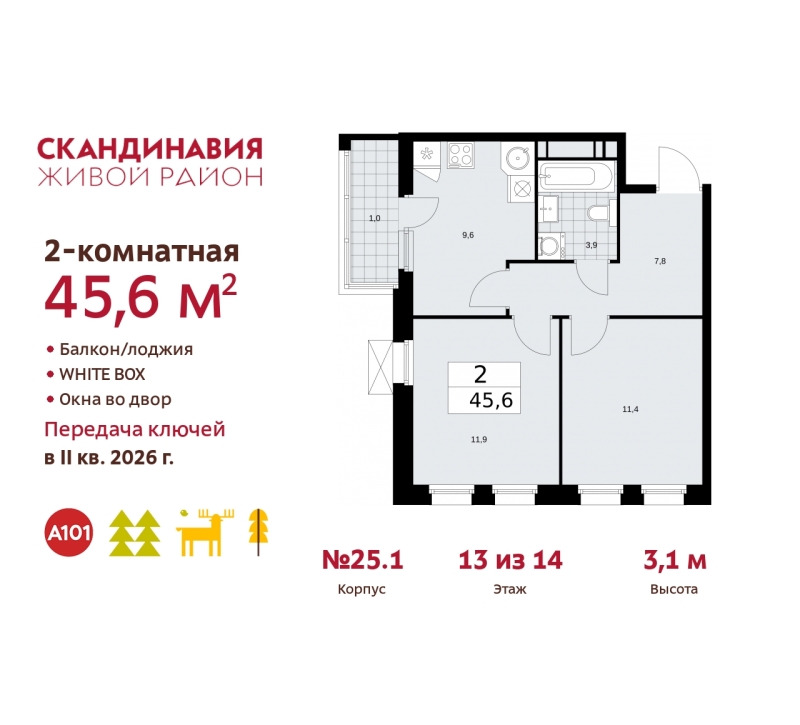 Объект по адресу Москва г, Сосенское п, Скандинавский б-р, д. 25