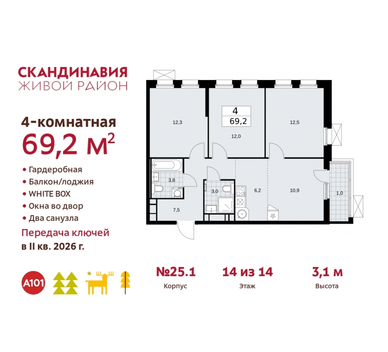 Объект по адресу Москва г, Сосенское п, Скандинавский б-р, д. 25