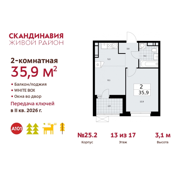 Объект по адресу Москва г, Сосенское п, Скандинавский б-р, д. 25