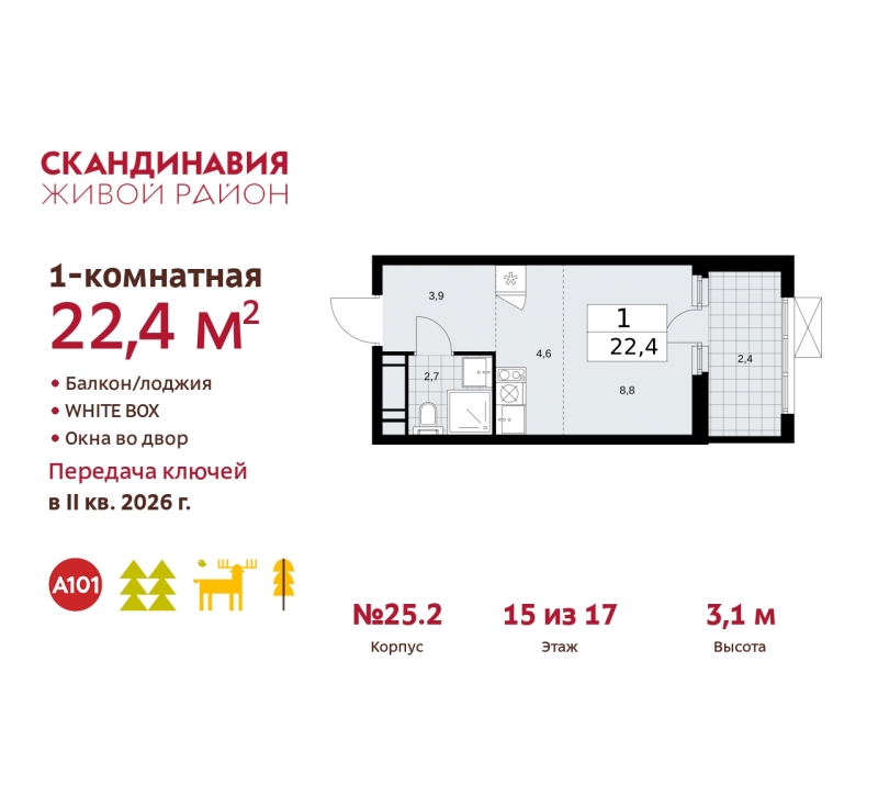 Объект по адресу Москва г, Сосенское п, Скандинавский б-р, д. 25