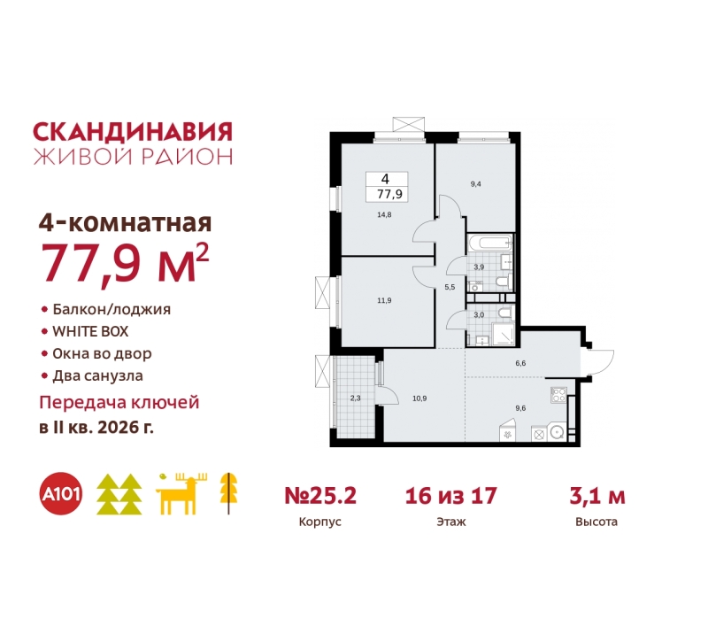 Объект по адресу Москва г, Сосенское п, Скандинавский б-р, д. 25