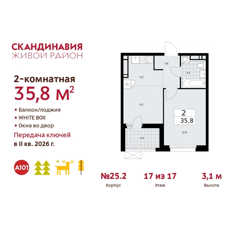 Объект по адресу Москва г, Сосенское п, Скандинавский б-р, д. 25