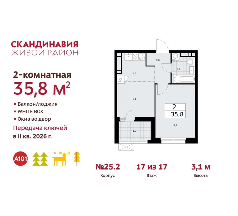 Объект по адресу Москва г, Сосенское п, Скандинавский б-р, д. 25
