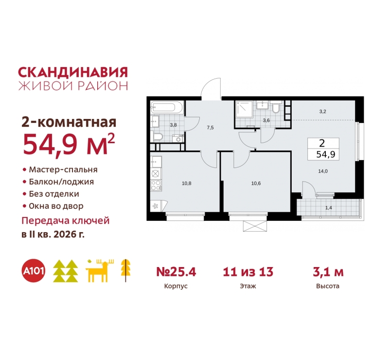 Объект по адресу Москва г, Сосенское п, Скандинавский б-р, д. 25