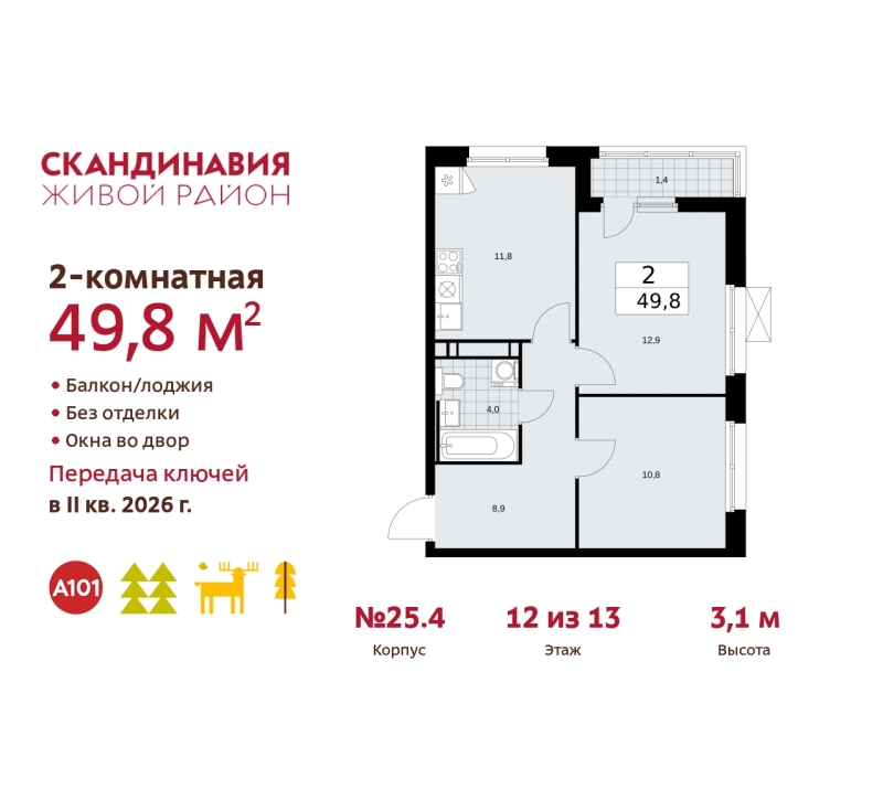 Объект по адресу Москва г, Сосенское п, Скандинавский б-р, д. 25