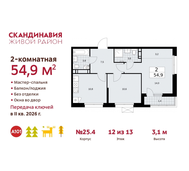 Объект по адресу Москва г, Сосенское п, Скандинавский б-р, д. 25