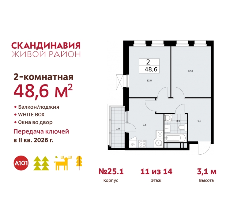 Объект по адресу Москва г, Сосенское п, Скандинавский б-р, д. 25