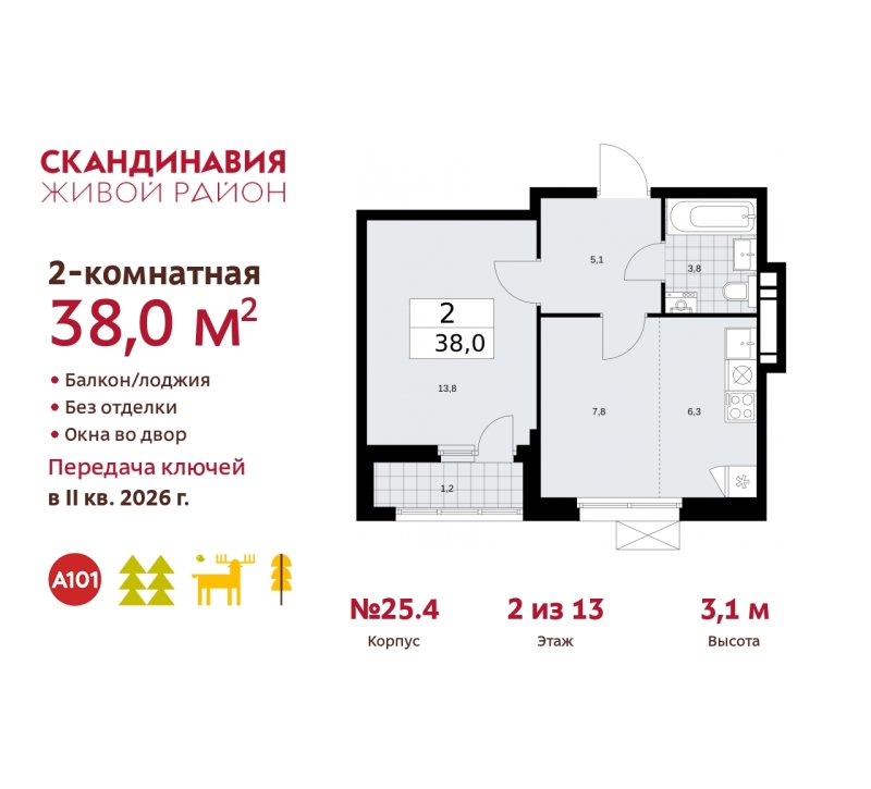 Объект по адресу Москва г, Сосенское п, Скандинавский б-р, д. 25