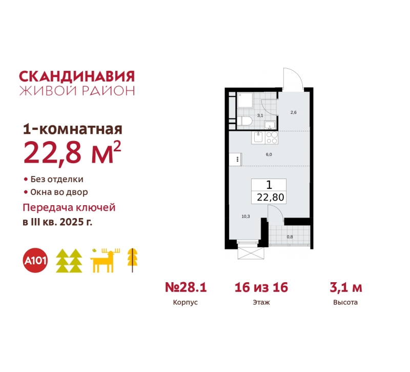 Объект по адресу Москва, жилой комплекс Скандинавия, 28.1 