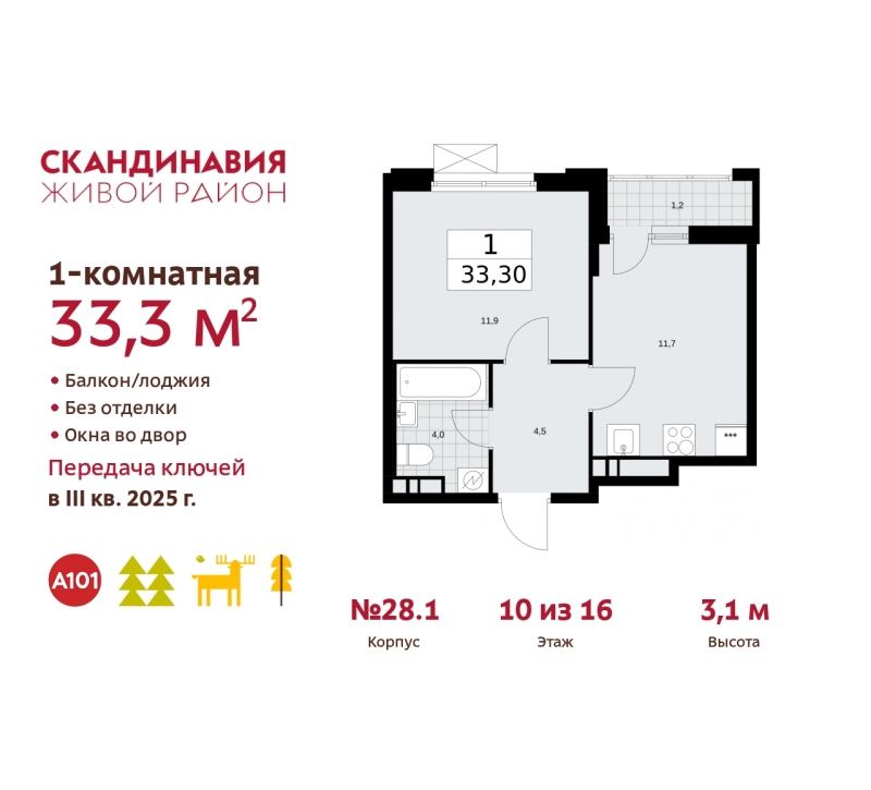Объект по адресу Москва, жилой комплекс Скандинавия, 28.1 