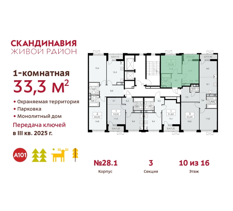 Объект по адресу Москва, жилой комплекс Скандинавия, 28.1 