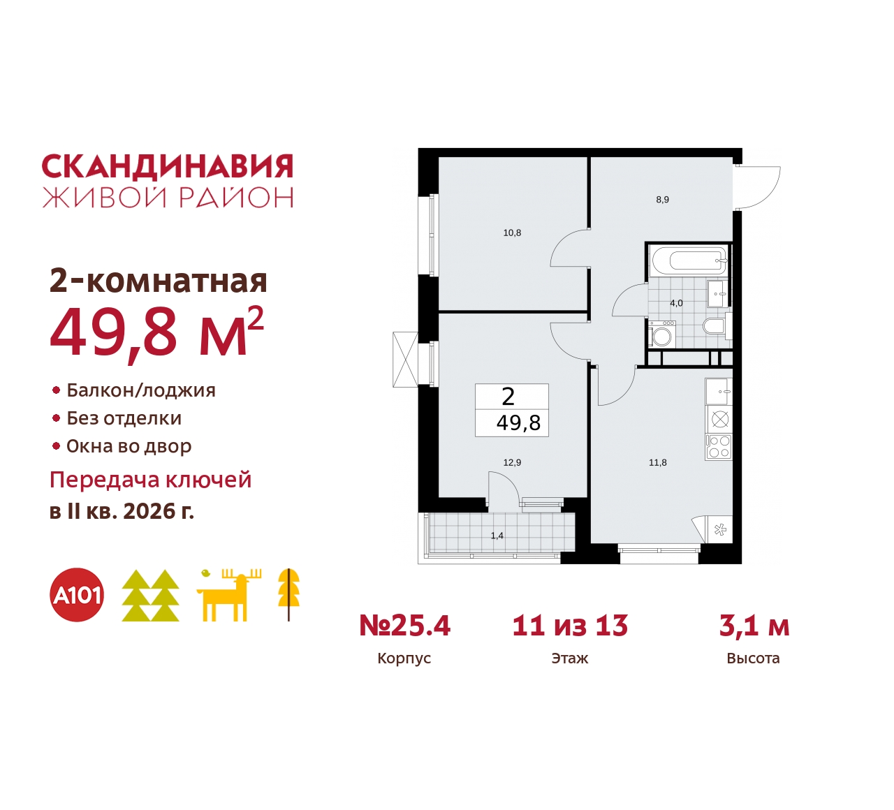 Объект по адресу Москва г, Сосенское п, Скандинавский б-р, д. 25