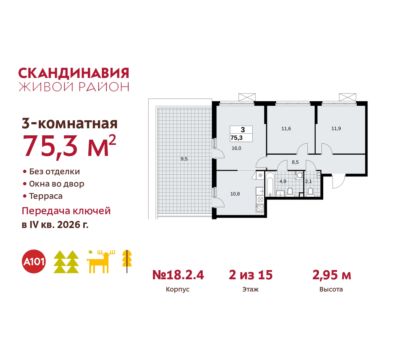 Объект по адресу Москва, жилой комплекс Скандинавия, 18.2.4 
