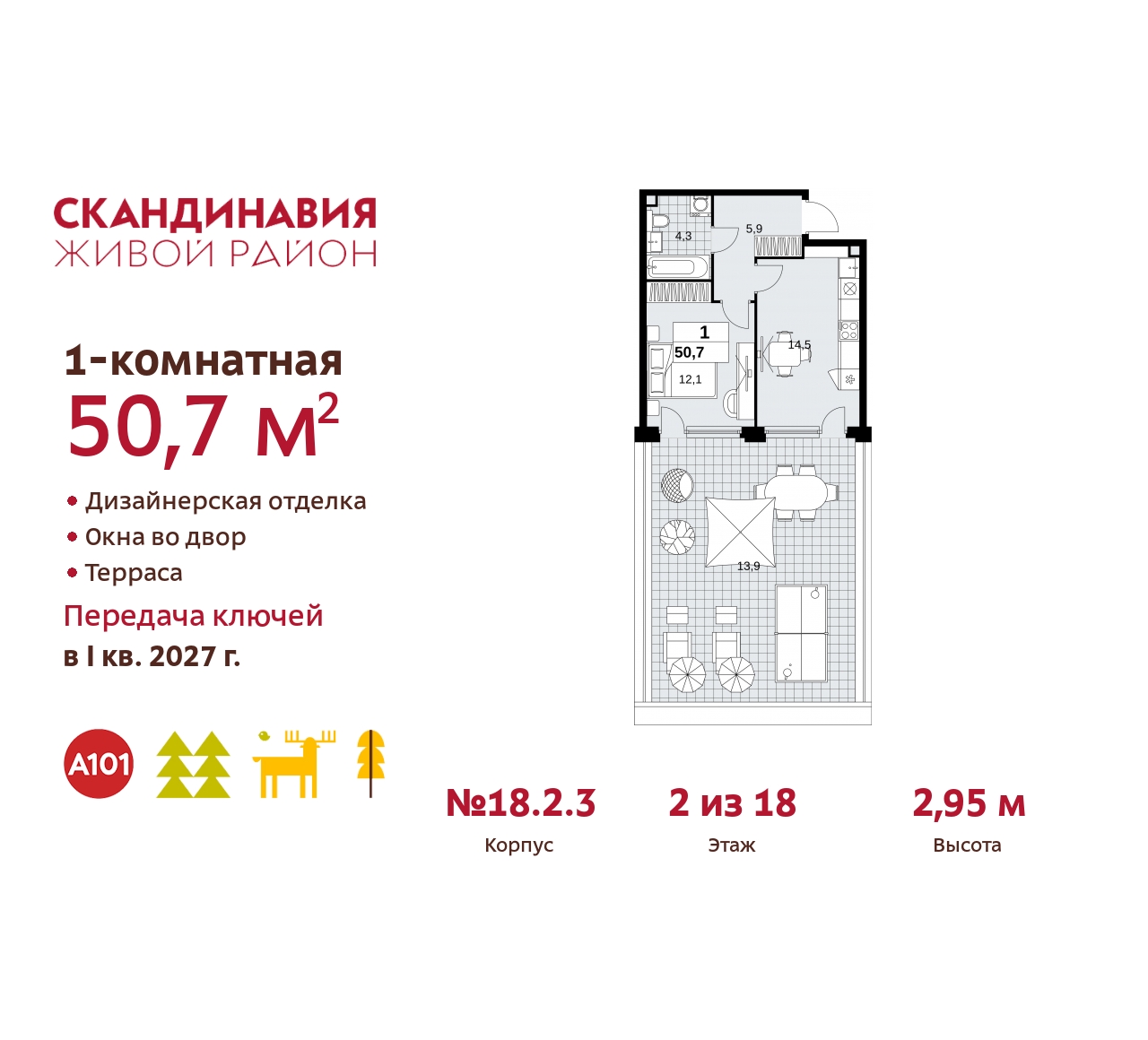Объект по адресу Москва, жилой комплекс Скандинавия, 18.2.3 