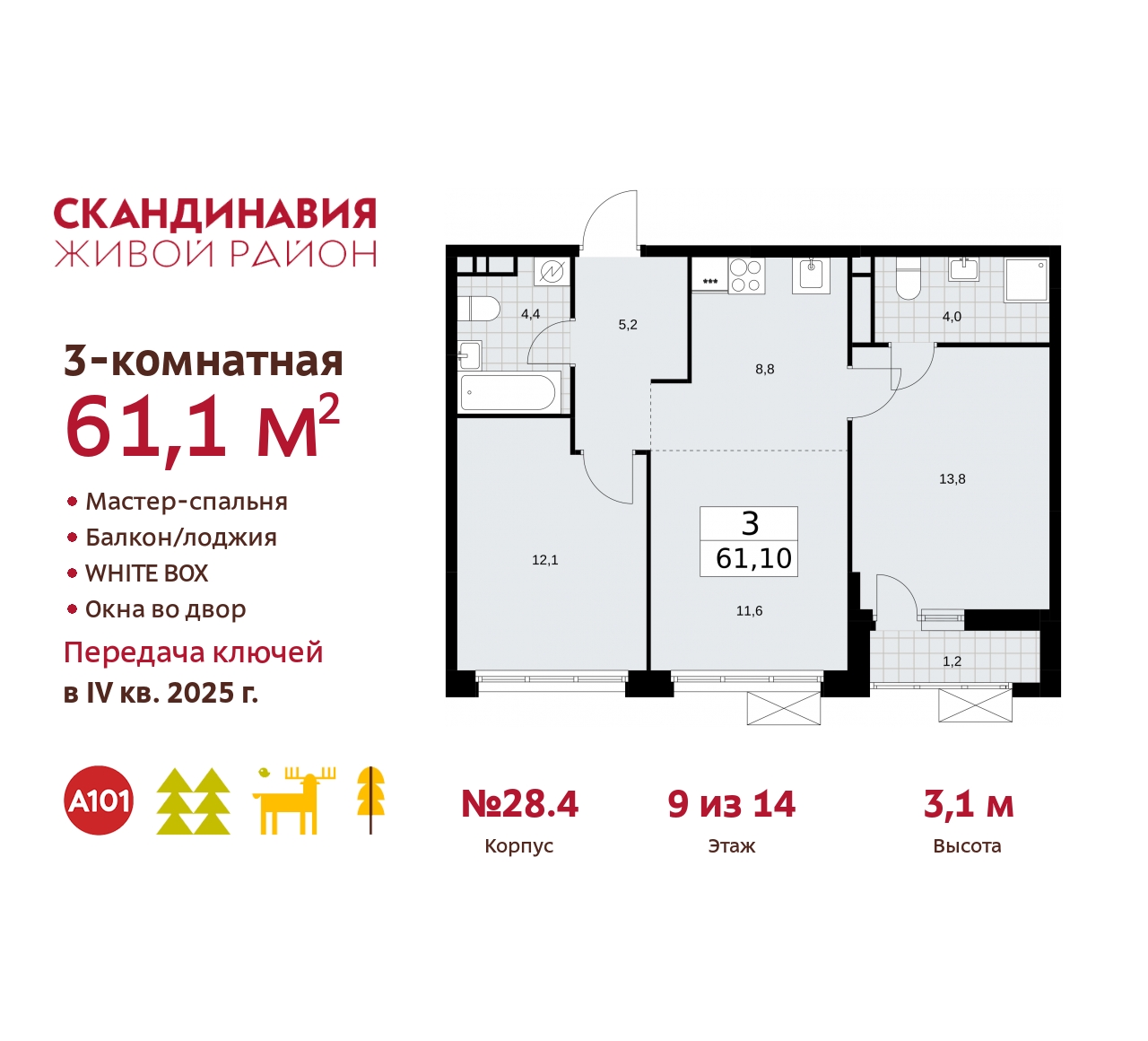 Объект по адресу Москва, жилой комплекс Скандинавия, 28.4 