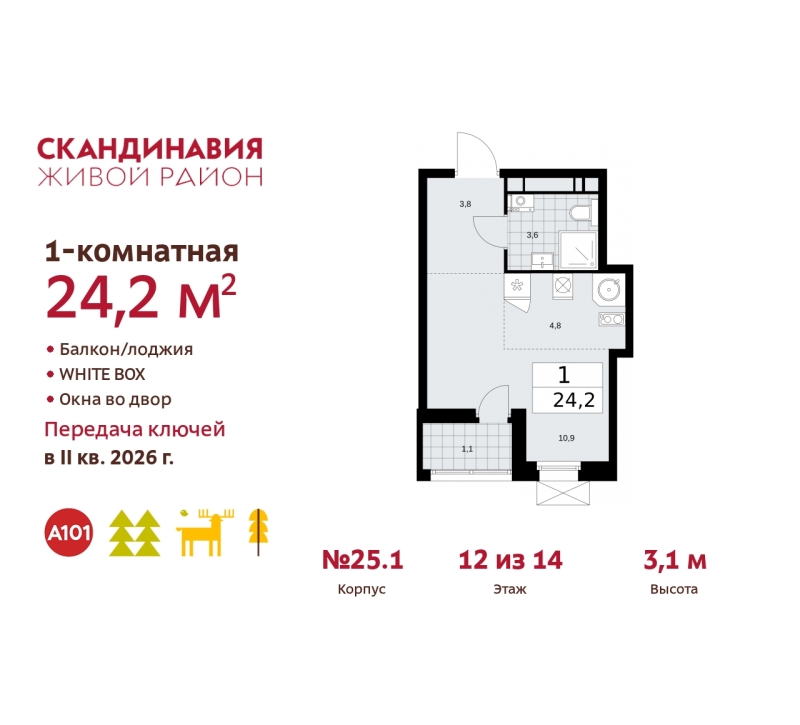 Объект по адресу Москва г, Сосенское п, Скандинавский б-р, д. 25