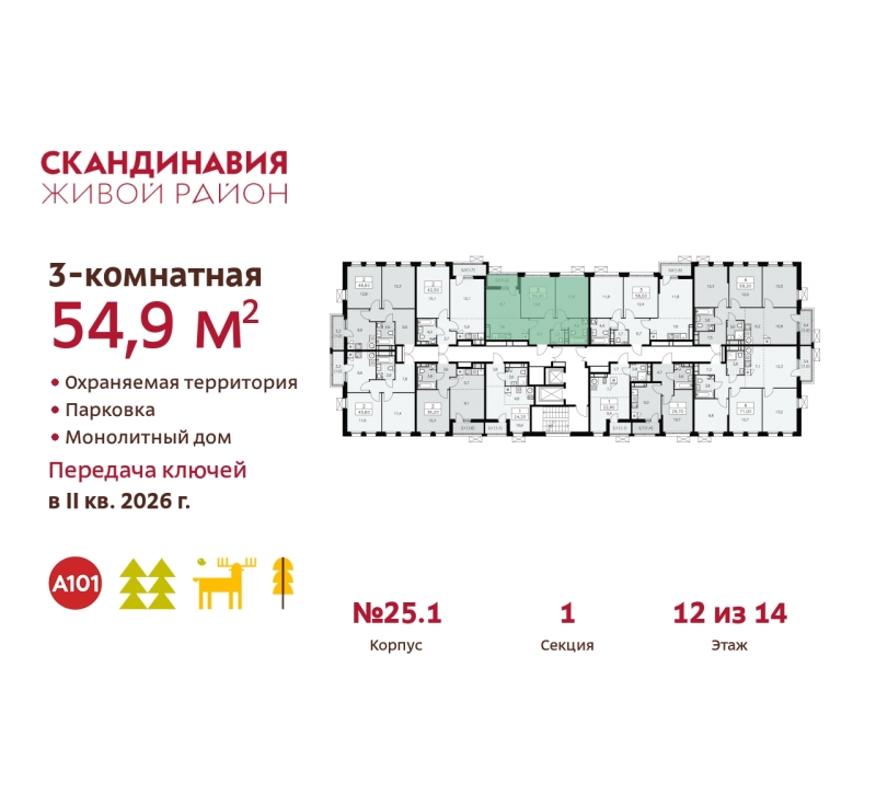 Объект по адресу Москва г, Сосенское п, Скандинавский б-р, д. 25