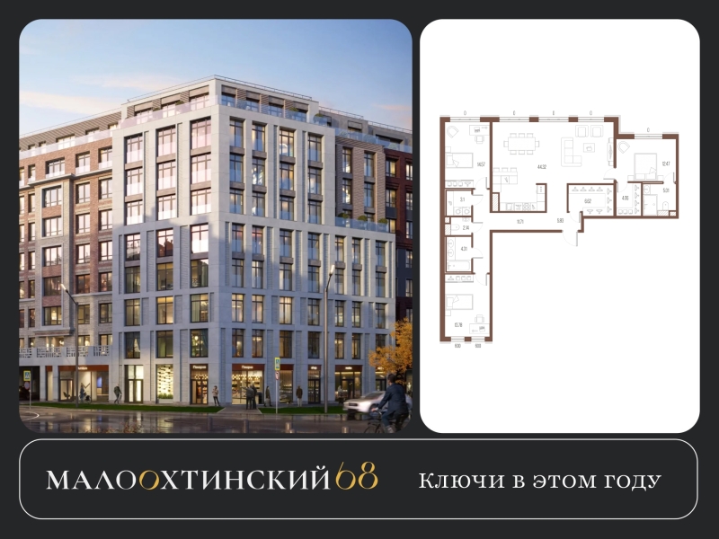 Фото квартиры по адресу Санкт-Петербург г, Малоохтинский пр-кт, д. 68
