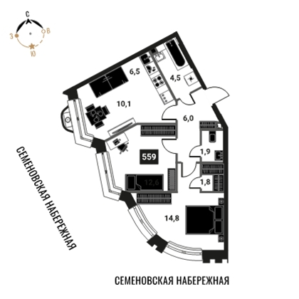 Объект по адресу Москва г, Семеновская наб, соор. 3