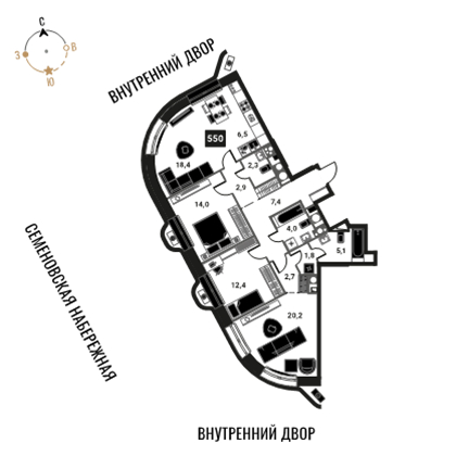 Объект по адресу Москва г, Семеновская наб, д. 2