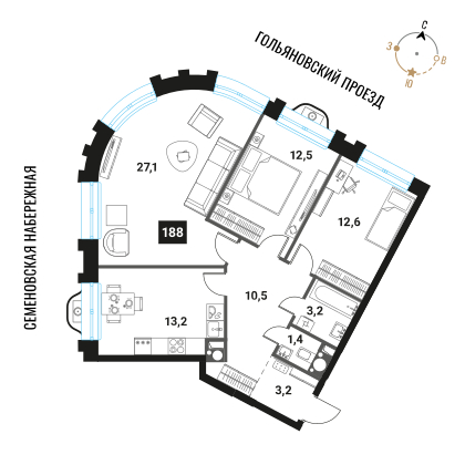 Объект по адресу Москва г, Семеновская наб, д. 1
